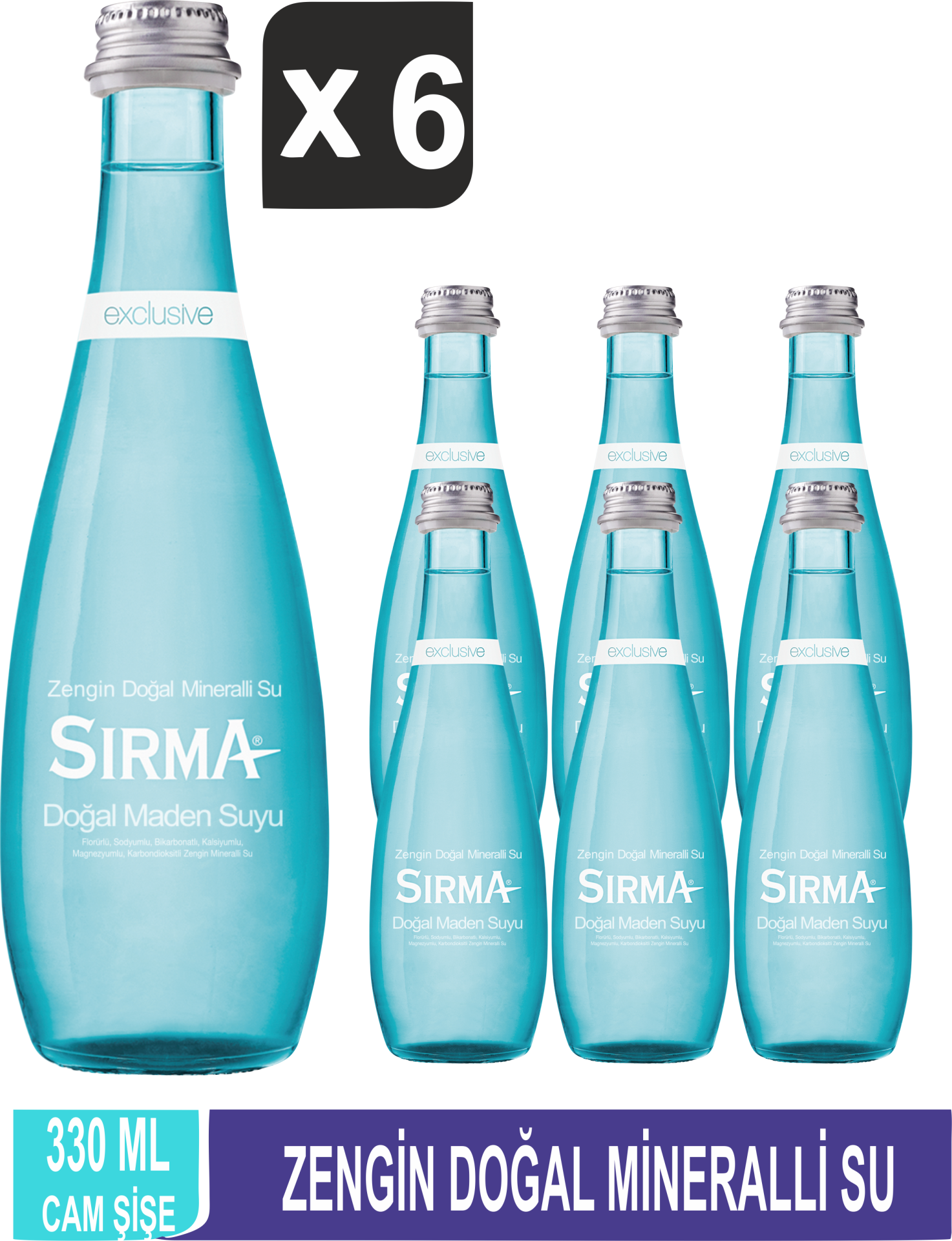 Sırma Exclusive Doğal Maden Suyu Cam 330 ML X 6 Adet