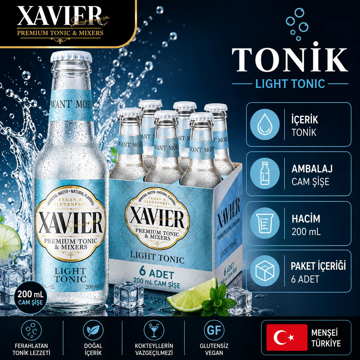 XAVIER Premium Light Tonic 200 ML x 6
