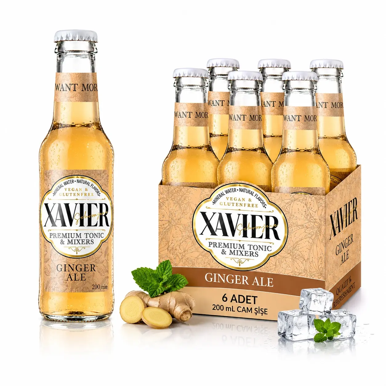 XAVIER Premium Tonic & Mixers Ginger Ale  200 ML X 6